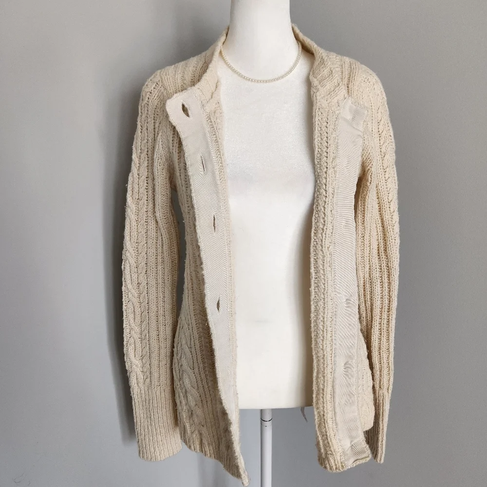 GAP Y2K Cream Cable Knit Cardigan Jacket M